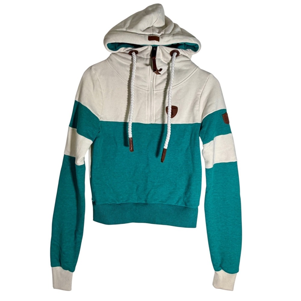 Wanakome Women's Phoenix Half Zip Hoodie Sweatshirt Peacock Blue XS
